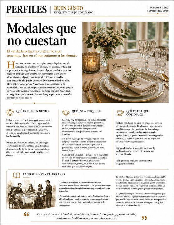 Sección Buen Gusto — etiqueta y lujo cotidiano